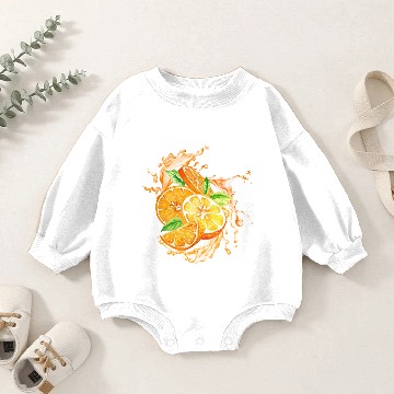 Discover Orange fruit slice splash Baby Romper Sweatshirts
