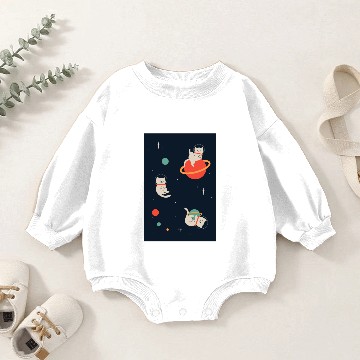 Discover Space Kittens Poster Baby Romper Sweatshirts