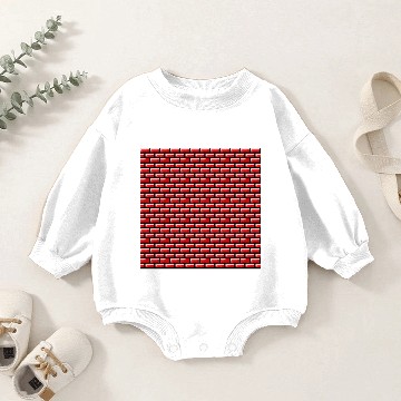 Discover Pixel retro brick wall pattern red Baby Romper Sweatshirts