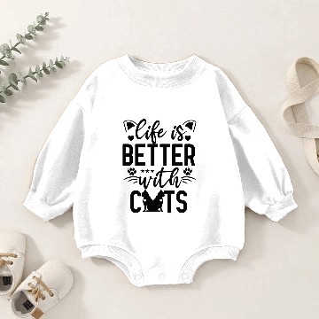 Discover Life is better with cats hangover kittens Baby Romper Sweatshirts