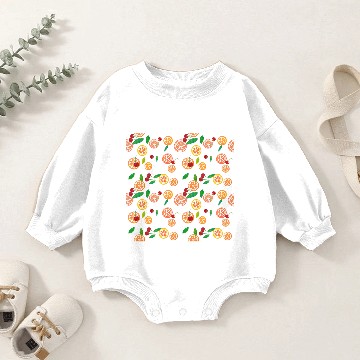 Discover Citrus and cherries print, repeating pattern, oran Baby Romper Sweatshirts