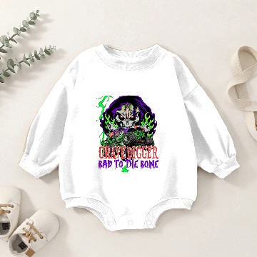 Discover grave digger Bad tot the Bone Baby Romper Sweatshirts