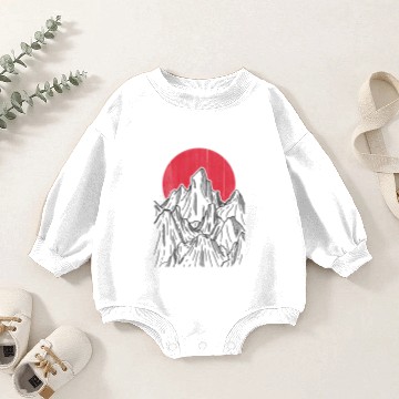 Discover Red Moon Night Mountains Baby Romper Sweatshirts