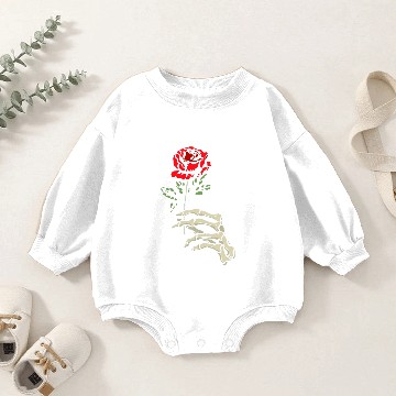 Discover Skeleton Hand With Red Flower Roses Baby Romper Sweatshirts