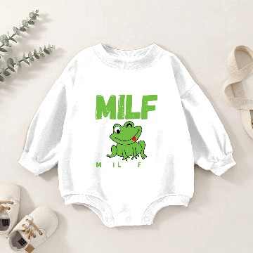 Discover MILF (Man I Love Frogs) - Cartoon Frog Winking Baby Romper Sweatshirts