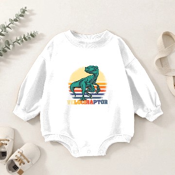 Discover Velociraptor Retro Dinosaur Baby Romper Sweatshirts