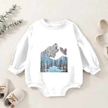 Discover Mountain Wolf eagle bird motif Baby Romper Sweatshirts