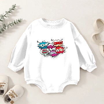Discover Comics text Baby Romper Sweatshirts