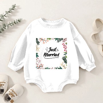 Discover Just Married Newly Weds Floral Print Pattern Gift Baby Romper Sweatshirts