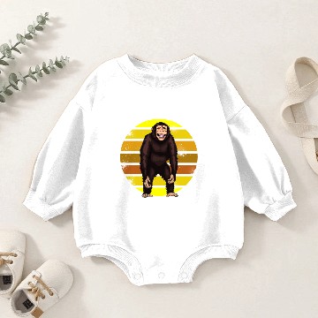 Discover Monkey Retro Chimpanzee Baby Romper Sweatshirts