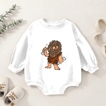 Discover Caveman holding Bones. Baby Romper Sweatshirts