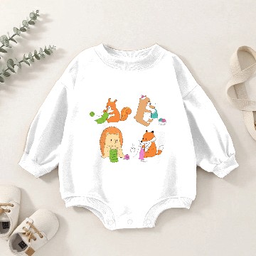 Discover Knitting Animals Squirrel Fox Bear Hedgehog Baby Romper Sweatshirts