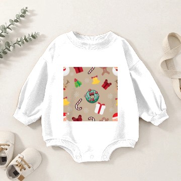 Discover Christmas Pattern Christmas Wreath Holly Candy Baby Romper Sweatshirts