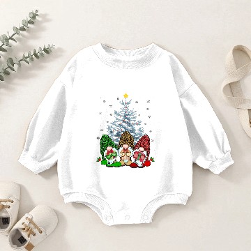 Discover Three Nordic Gnomes And Their Christmas TreeGift T Baby Romper Sweatshirts