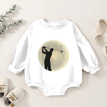 Discover Golfer Silhouette Golf Golfer Moon Full Moon Baby Romper Sweatshirts