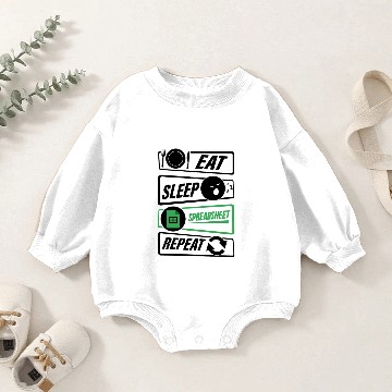 Discover Eat Sleep Spreadsheet Repeat Excel Accountant Baby Romper Sweatshirts