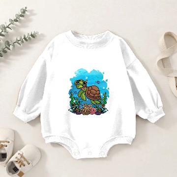 Discover Deep Sea Turtle Scuba Diver Gift Baby Romper Sweatshirts