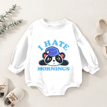 Discover Cute Funny I Hate Mornings Lazy Panda Sleepy Sarca Baby Romper Sweatshirts