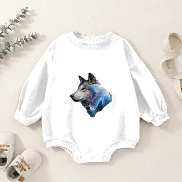 Discover Wolf Moon Forest View Nature Baby Romper Sweatshirts