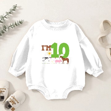 Discover 10th Birthday Farm Animals Baby Romper Sweatshirts