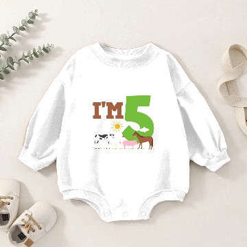 Discover 5th Birthday Farm Animals Baby Romper Sweatshirts