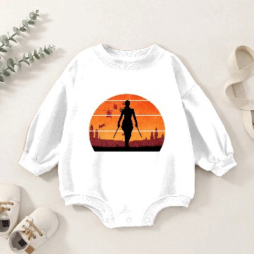 Discover black widow sunset retro Baby Romper Sweatshirts
