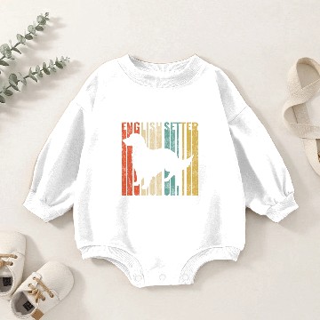 Discover English Setter Retro 1970s Dog Silhouette Cracked Baby Romper Sweatshirts