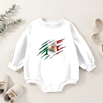 Discover Mexico mexican flagg green white red ripped Baby Romper Sweatshirts