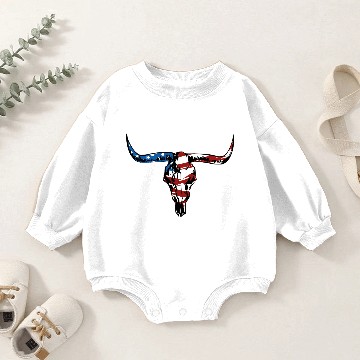 Discover Cow Skull - USA Baby Romper Sweatshirts