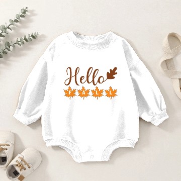 Discover Hello Fall with acorn leaf and maple leaves Baby Romper Sweatshirts
