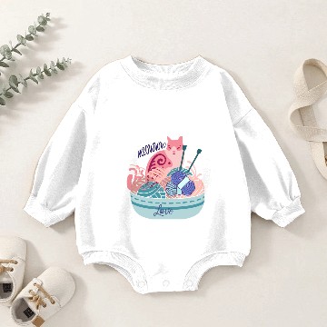 Discover Cat with wool basket Baby Romper Sweatshirts