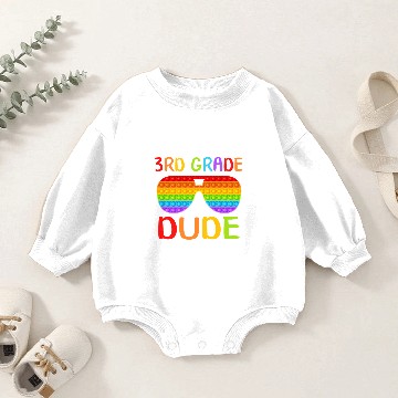 Discover Back To School Baby Romper Sweatshirts, 3rd Grade Dude, Sunglasses