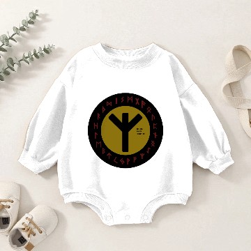 Discover Yellow Elhaz Futhark Rune | Pagan | Viking Symbol Baby Romper Sweatshirts