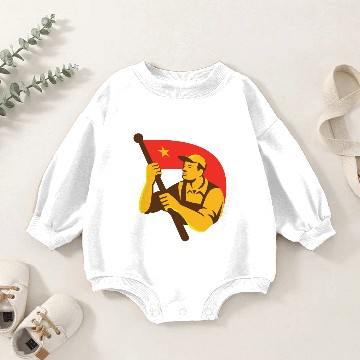 Discover Communist worker with red flag star retro Baseball Jerseys Baby Romper Sweatshirts