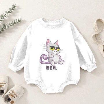 Discover Funny Cat Meh Grumpy Feline for Cat Lovers Baby Romper Sweatshirts