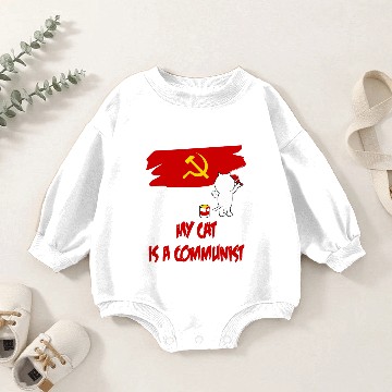 Discover my cat is a communist 2 vectorized Baby Romper Sweatshirts