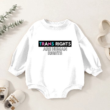 Discover Trans Rights Are Human Rights (simple/black bar) Baby Romper Sweatshirts