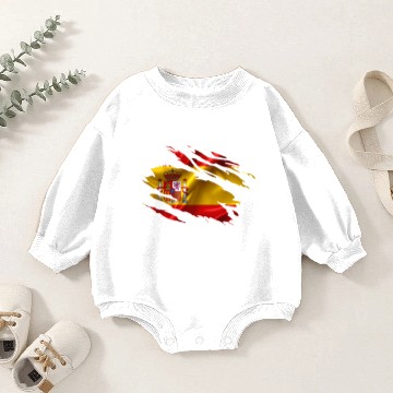 Discover Spain Flag Ripped Baby Romper Sweatshirts