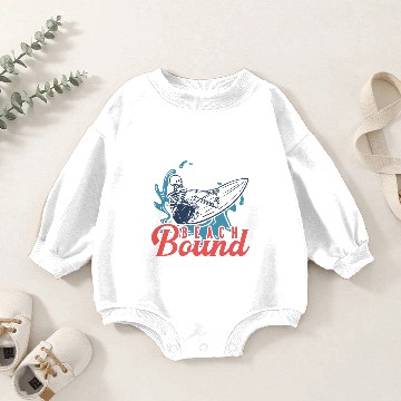 Discover Beach bound with surfing skeleton Baby Romper Sweatshirts
