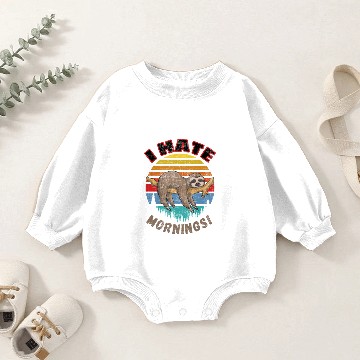 Discover Cute Funny Sloth Baby Romper Sweatshirts I hate mornings