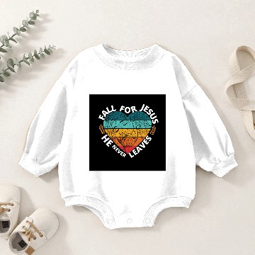 Discover Fall for Jesus he never Leaves (Sunset Heart) Baby Romper Sweatshirts
