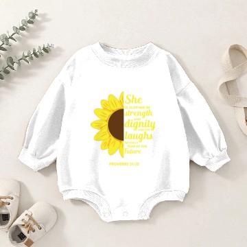 Discover Funny Sunflower Religious Christian Bible Verse Go Baby Romper Sweatshirts