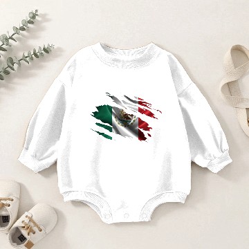 Discover Mexico Ripped Flag Baby Romper Sweatshirts