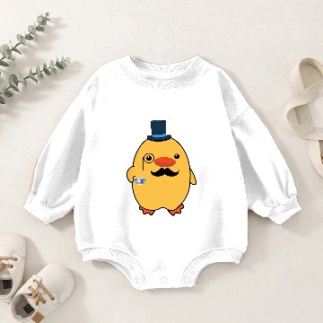 Discover Fancy Duck Drinking Tea Funny Duck Gift Baby Romper Sweatshirts