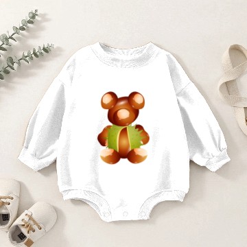 Discover funny teddy bear made from chestnuts Baby Romper Sweatshirts