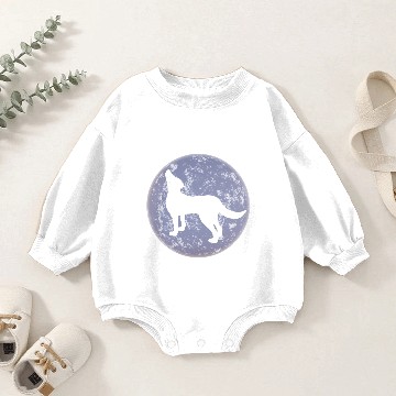 Discover Wolf Howling At Full Moon Baby Romper Sweatshirts