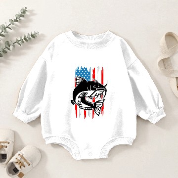 Discover American Flag Catfish Baby Romper Sweatshirts