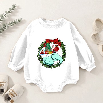 Discover T-rex sleeping Mistletoe Christmas Garland Baby Romper Sweatshirts