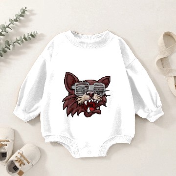 Discover cat fancy striped sunglasses 8 bit pixel style Baby Romper Sweatshirts