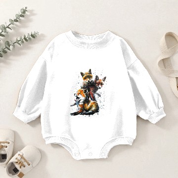 Discover Hand painted Fox Baby Romper Sweatshirts